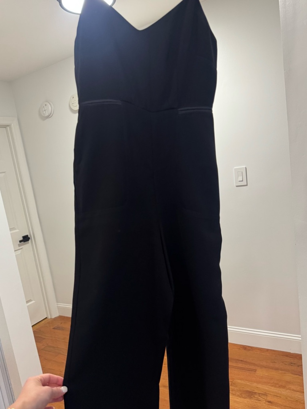 Anthropologie Black V-Neck Wide-Leg Jumpsuit